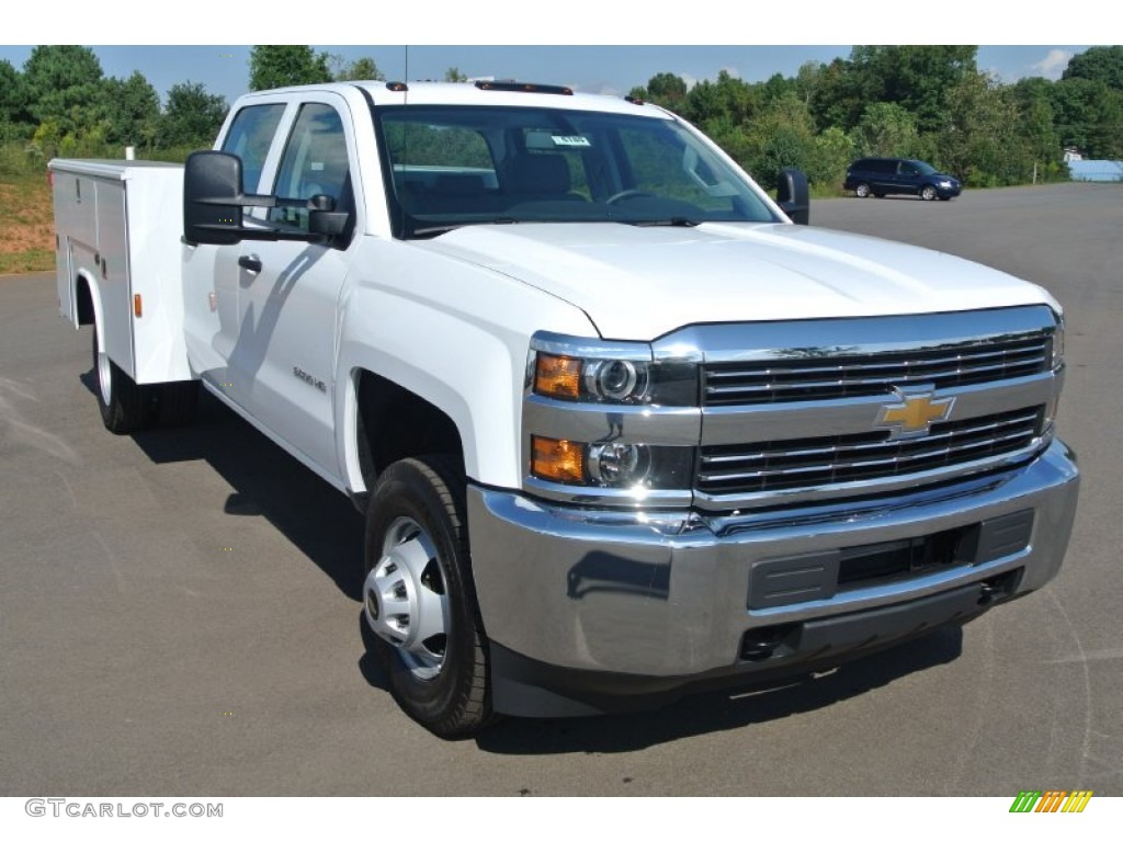 Summit White 2015 Chevrolet Silverado 3500HD WT Crew Cab Utility Exterior Photo #97746305