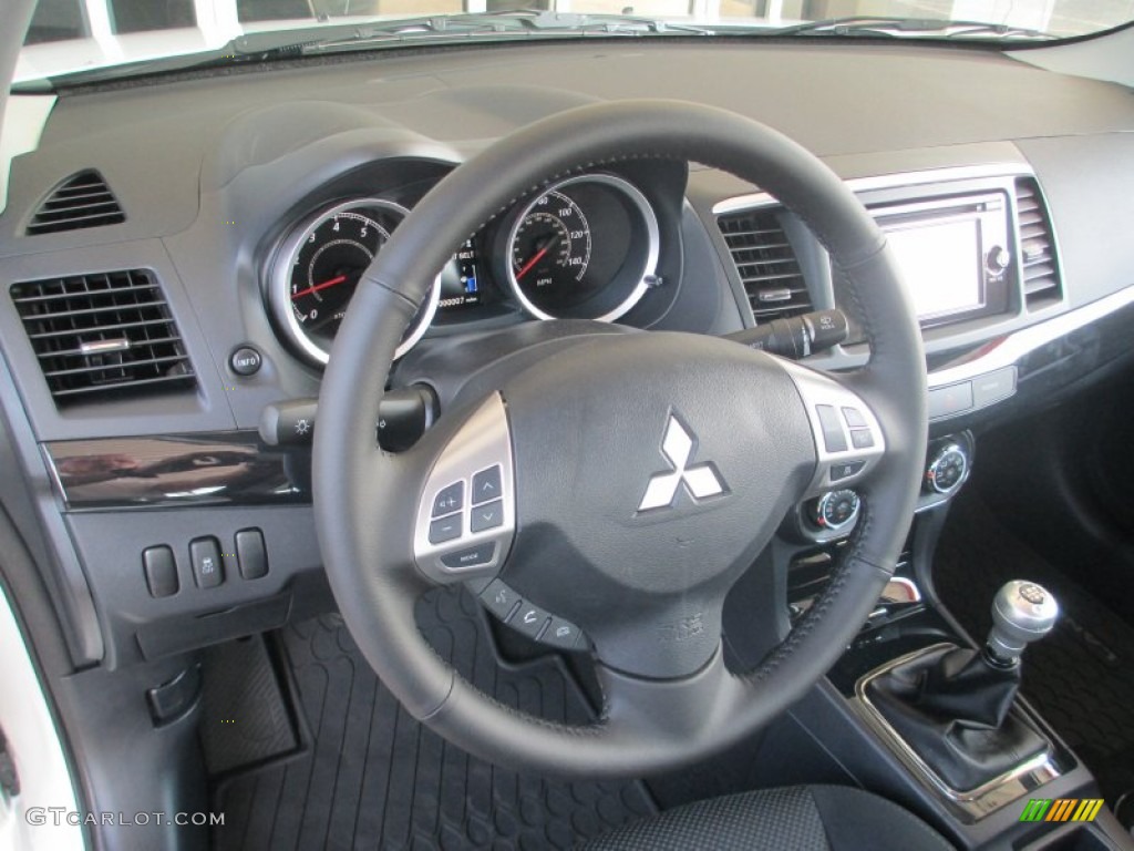 2015 Mitsubishi Lancer GT Black Steering Wheel Photo #97754357