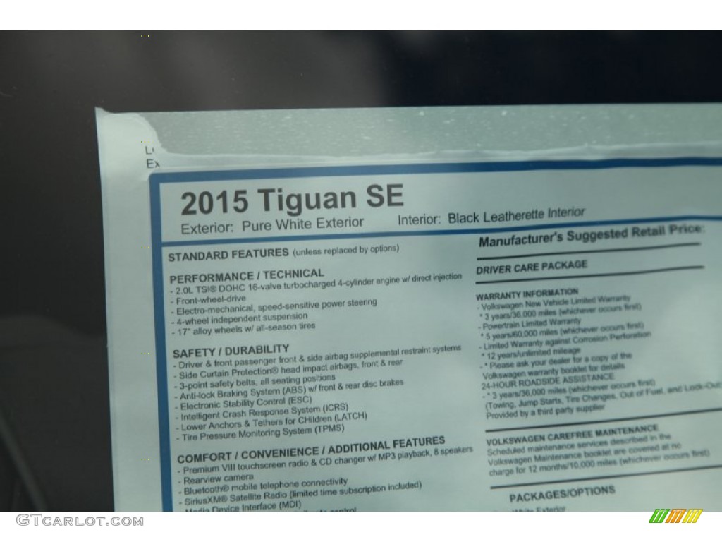 2015 Volkswagen Tiguan SE Window Sticker Photo #97754537