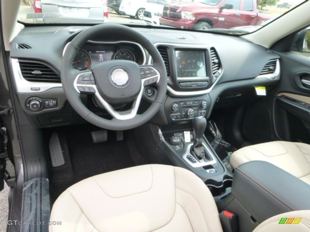 Black/Light Frost Beige Interior 2015 Jeep Cherokee Limited 4x4 Photo #97755834