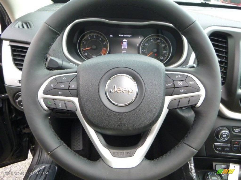 2015 Jeep Cherokee Limited 4x4 Black/Light Frost Beige Steering Wheel Photo #97755937