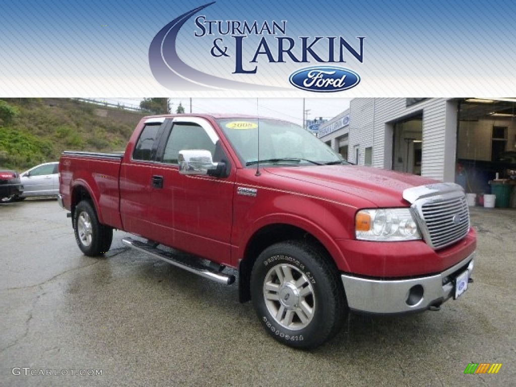 2008 F150 Lariat SuperCab 4x4 - Redfire Metallic / Tan photo #1