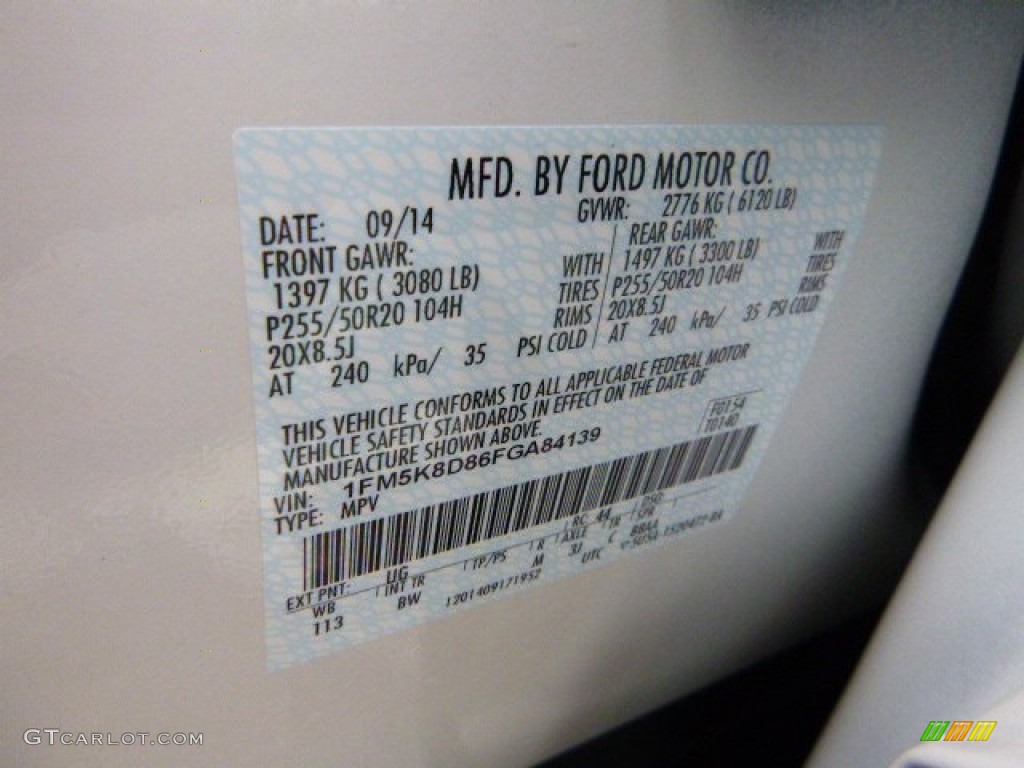 2015 Explorer XLT 4WD - White Platinum / Charcoal Black photo #13