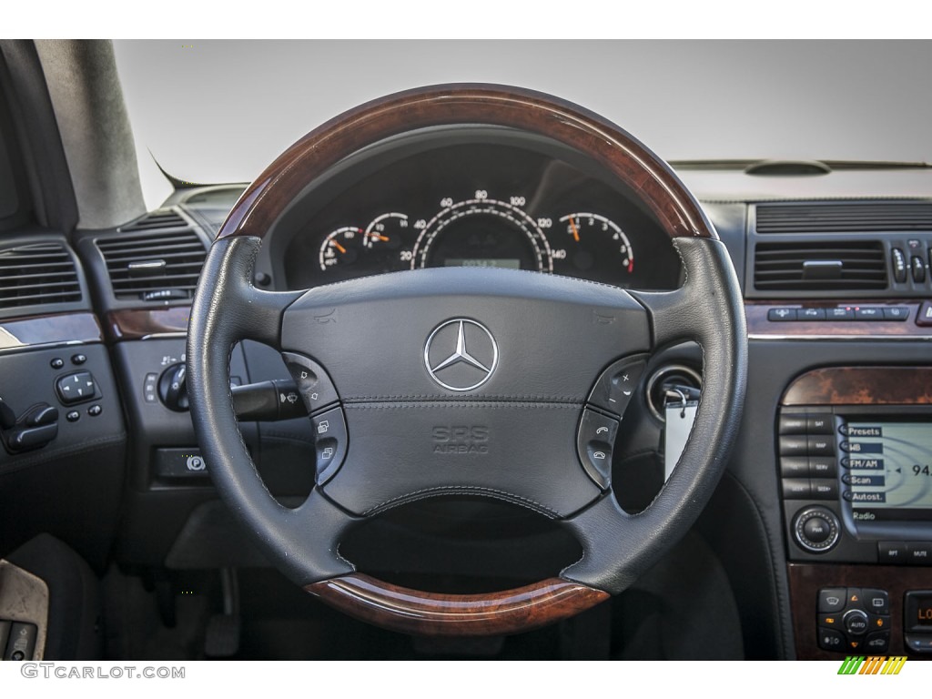 2004 Mercedes-Benz S 600 Sedan Black Steering Wheel Photo #97760195