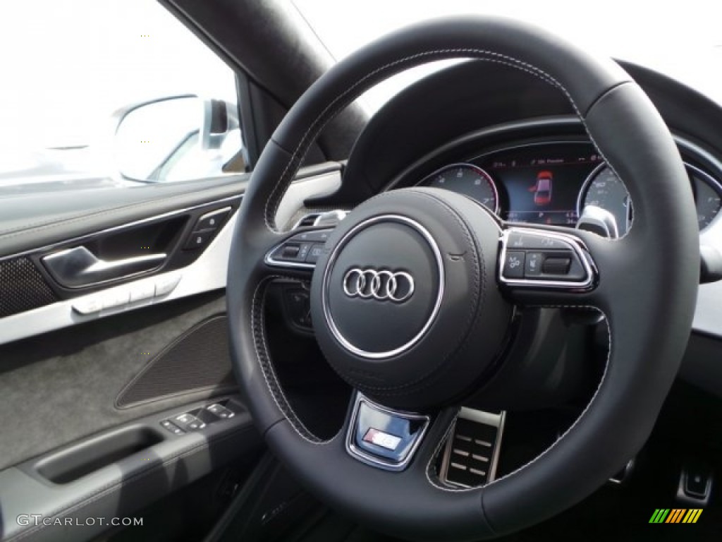 2015 Audi S8 quattro S Black Valcona Steering Wheel Photo #97799795