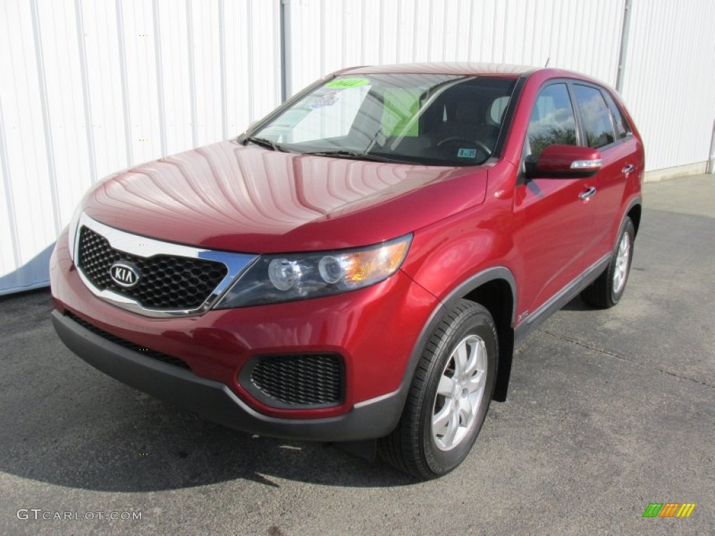 2011 Sorento LX AWD - Spicy Red / Gray photo #9