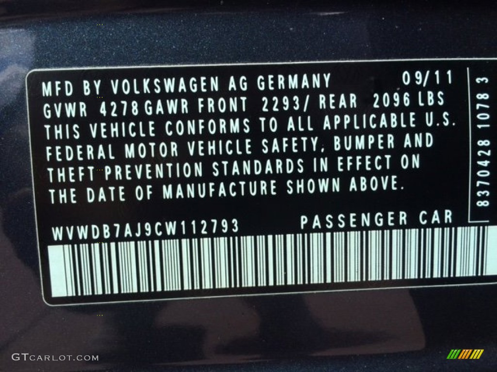 2012 Golf 4 Door - Blue Graphite Metallic / Titan Black photo #14