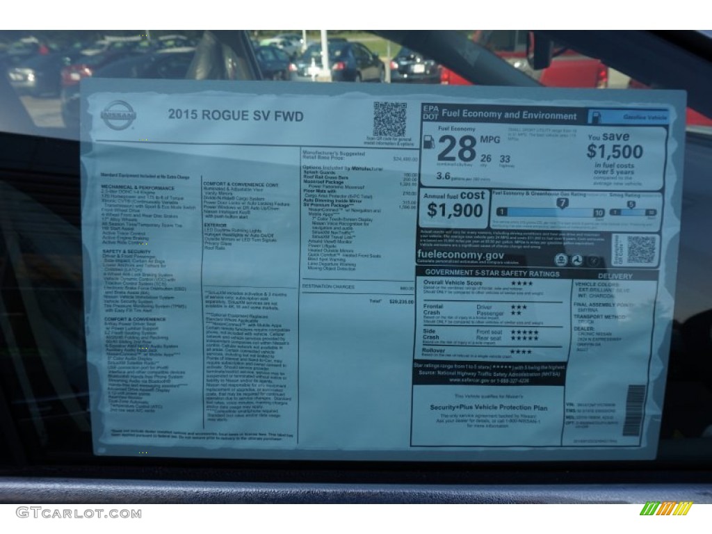 2015 Nissan Rogue SV Window Sticker Photo #97835127