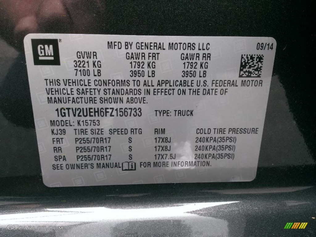 2015 GMC Sierra 1500 SLE Double Cab 4x4 Info Tag Photo #97843761