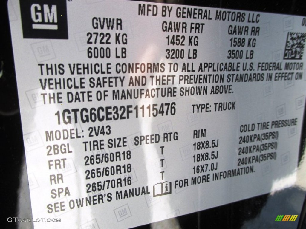 2015 GMC Canyon SLT Crew Cab 4x4 Info Tag Photo #97847382