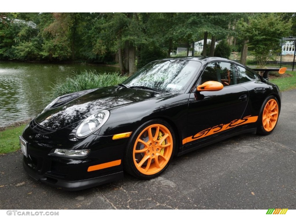 2008 911 GT3 RS - Black/Orange / Black photo #1