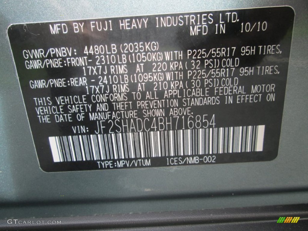 2011 Forester 2.5 X Premium - Sage Green Metallic / Platinum photo #29