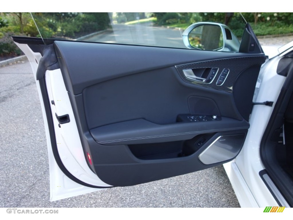 2014 Audi RS 7 4.0 TFSI quattro Black Valcona Leather w/Honeycomb Stitching Door Panel Photo #97851669