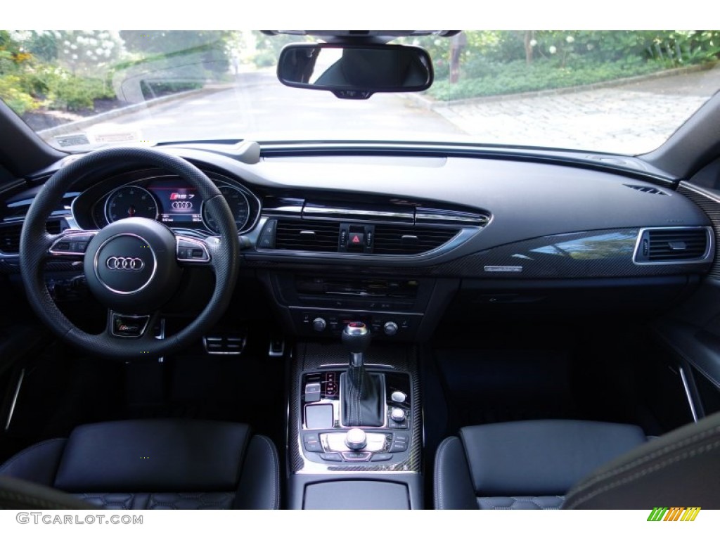 2014 Audi RS 7 4.0 TFSI quattro Black Valcona Leather w/Honeycomb Stitching Dashboard Photo #97851723