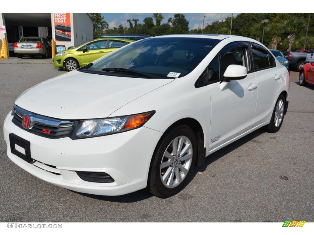 2012 Civic EX-L Sedan - Taffeta White / Stone photo #7