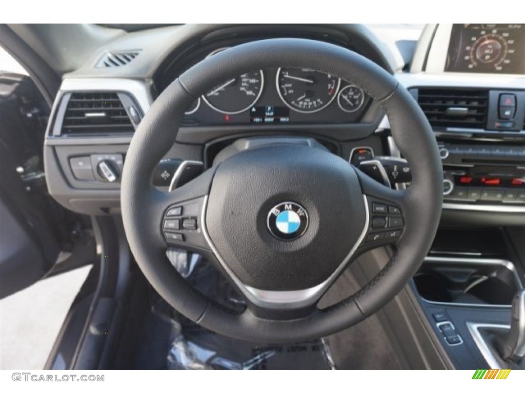 2015 BMW 4 Series 428i xDrive Convertible Oyster/Black w/Dark Oyster Accents Steering Wheel Photo #97861764