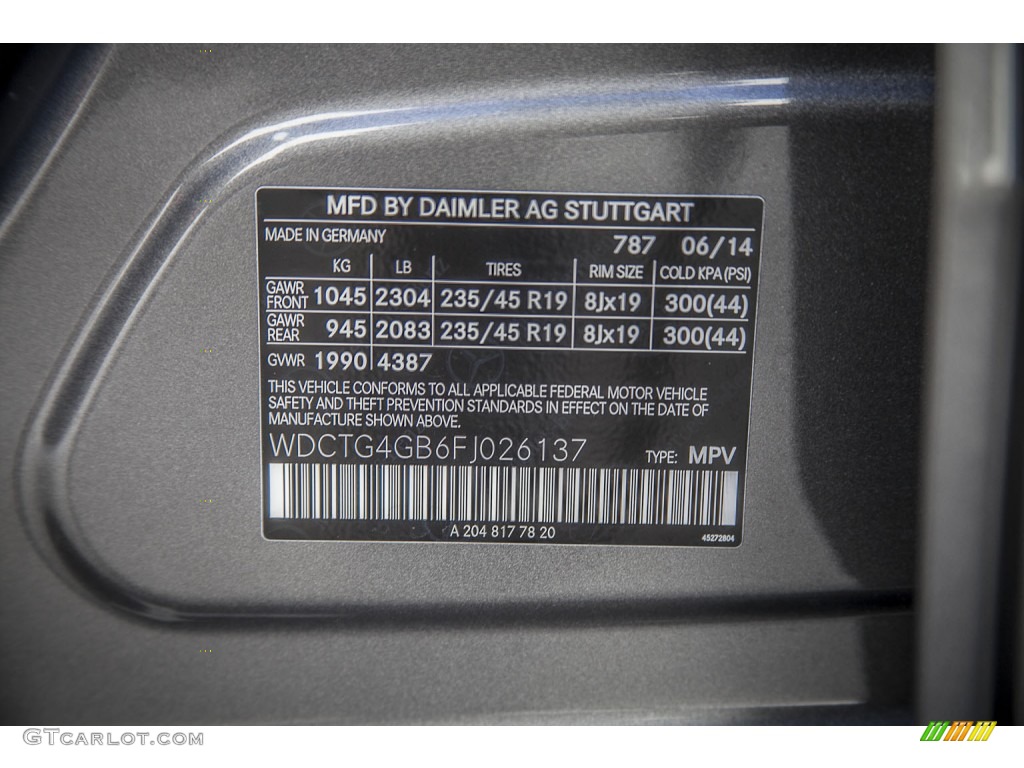 2015 GLA Color Code 787 for Mountain Grey Metallic Photo #97883557