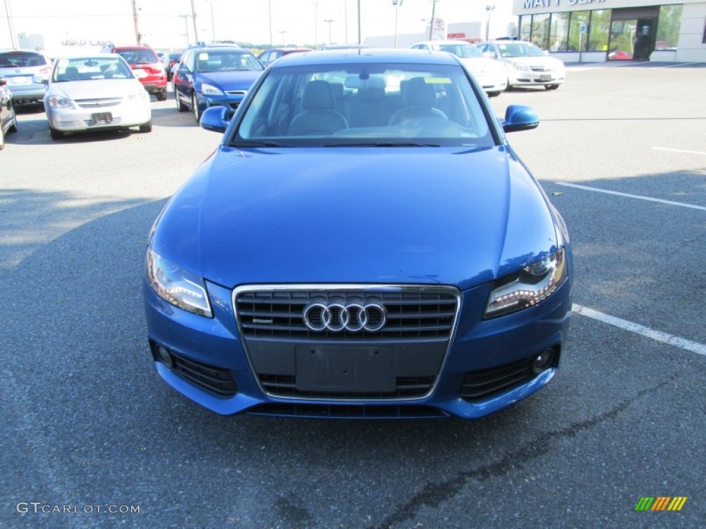 2009 A4 2.0T Premium quattro Sedan - Aruba Blue Pearl Effect / Light Grey photo #3