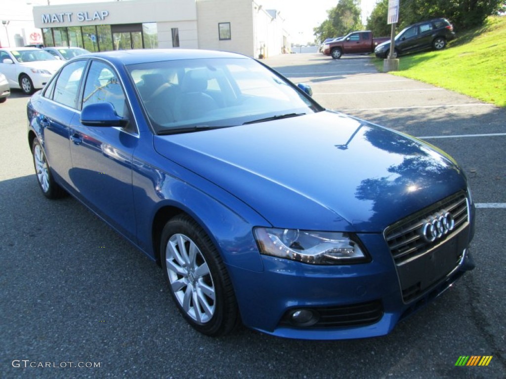 2009 A4 2.0T Premium quattro Sedan - Aruba Blue Pearl Effect / Light Grey photo #4