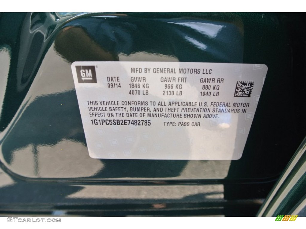 2014 Cruze LT - Rainforest Green Metallic / Medium Titanium photo #7