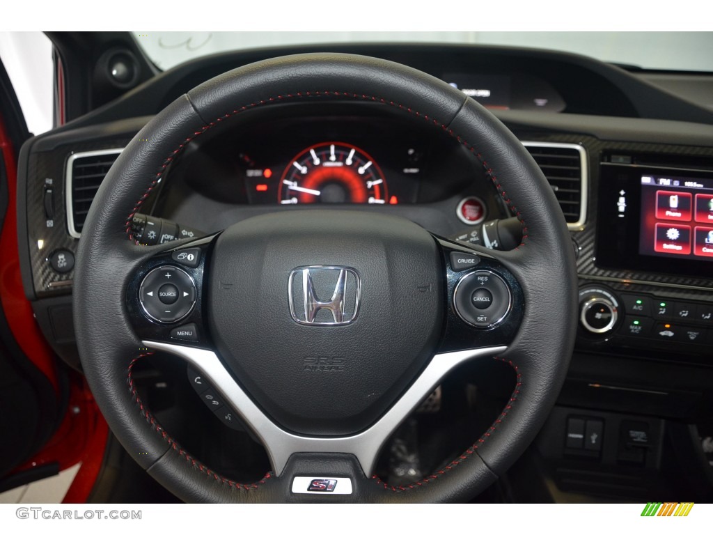 2014 Honda Civic Si Sedan Black/Red Steering Wheel Photo #97917196