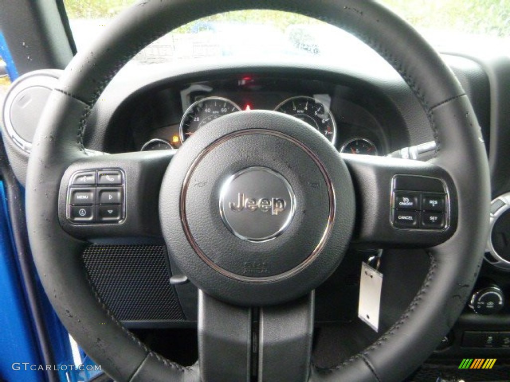 2015 Jeep Wrangler Unlimited Rubicon 4x4 Black Steering Wheel Photo #97918210