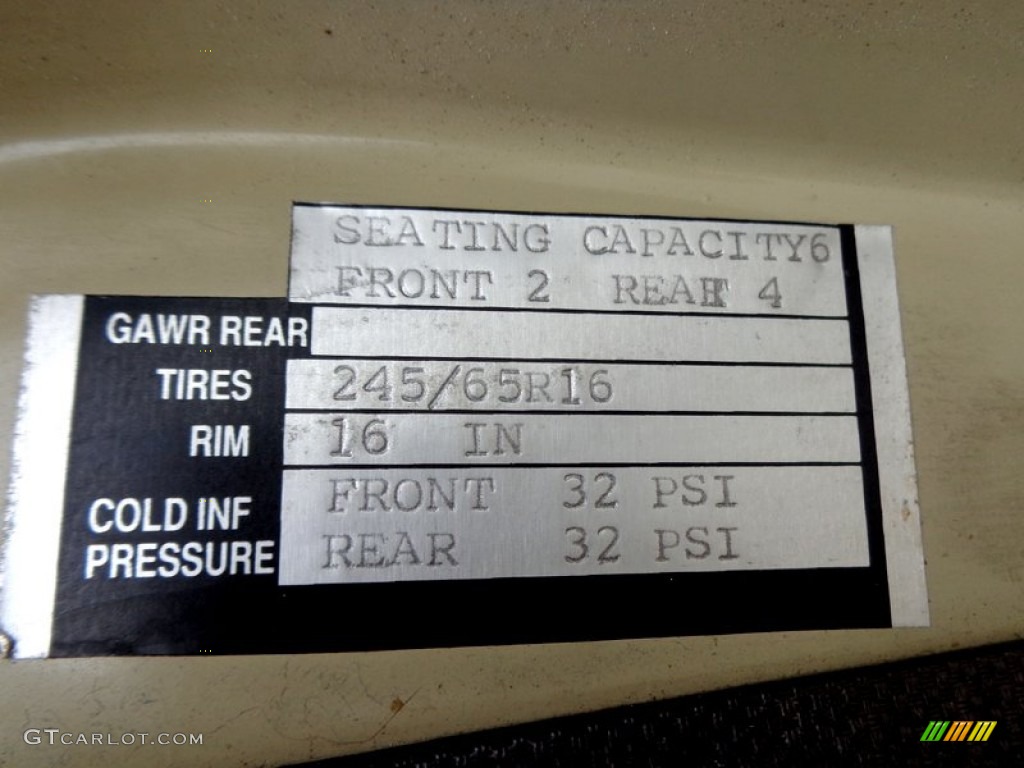 1988 Toyota Land Cruiser FJ62 Info Tag Photo #97925131