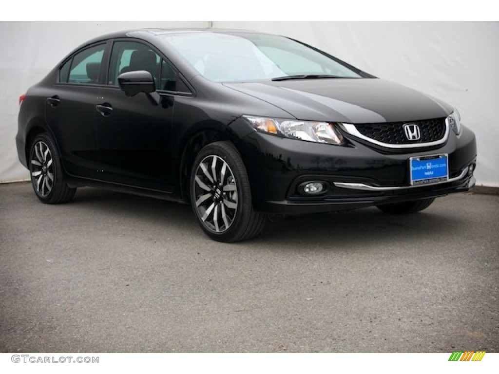 2014 Civic EX-L Sedan - Crystal Black Pearl / Black photo #1