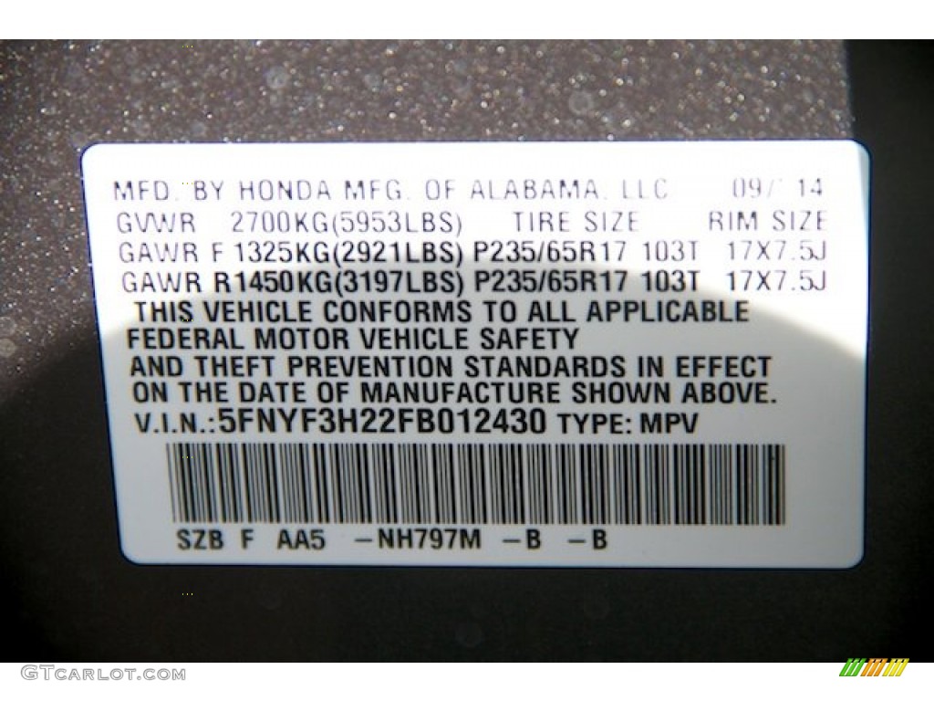 2015 Pilot LX - Modern Steel Metallic / Gray photo #21