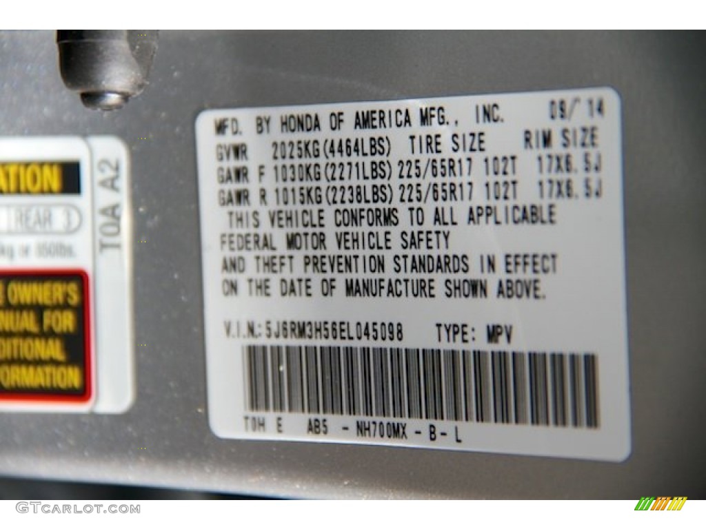2014 CR-V EX - Alabaster Silver Metallic / Gray photo #22