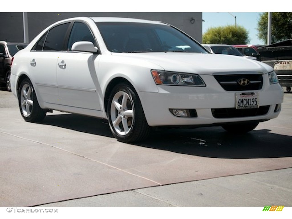 2008 Sonata Limited - Powder White Pearl / Black photo #1