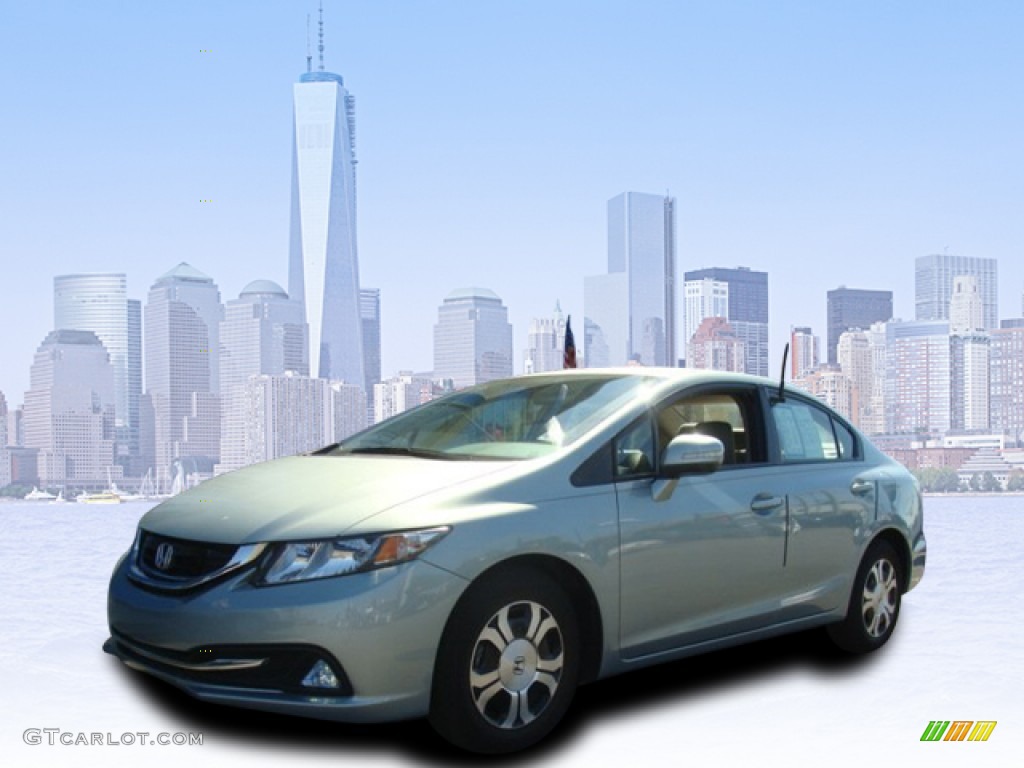 2013 Civic Hybrid Sedan - Green Opal Metallic / Beige photo #1