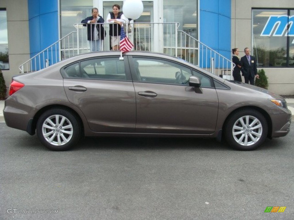 2012 Civic EX-L Sedan - Urban Titanium Metallic / Beige photo #11