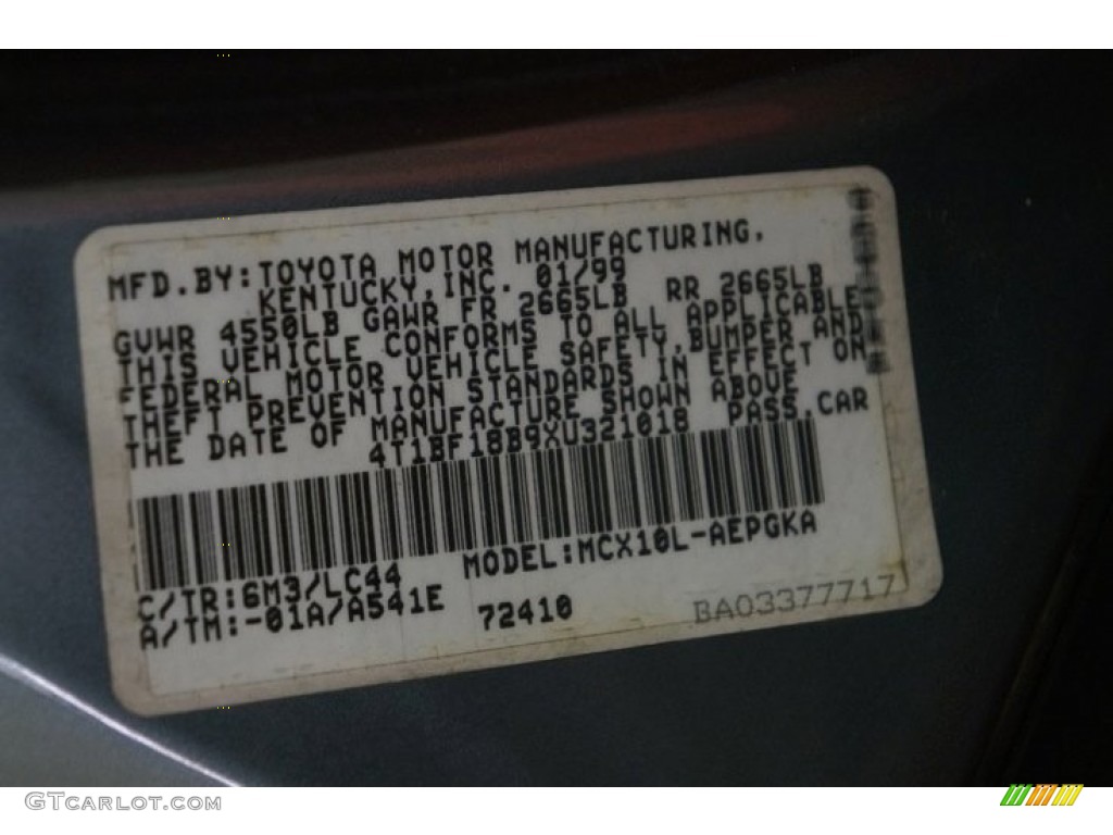 1999 Toyota Avalon XL Color Code Photos