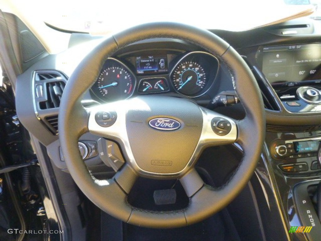 2015 Ford Escape Titanium 4WD Charcoal Black Steering Wheel Photo #97963610