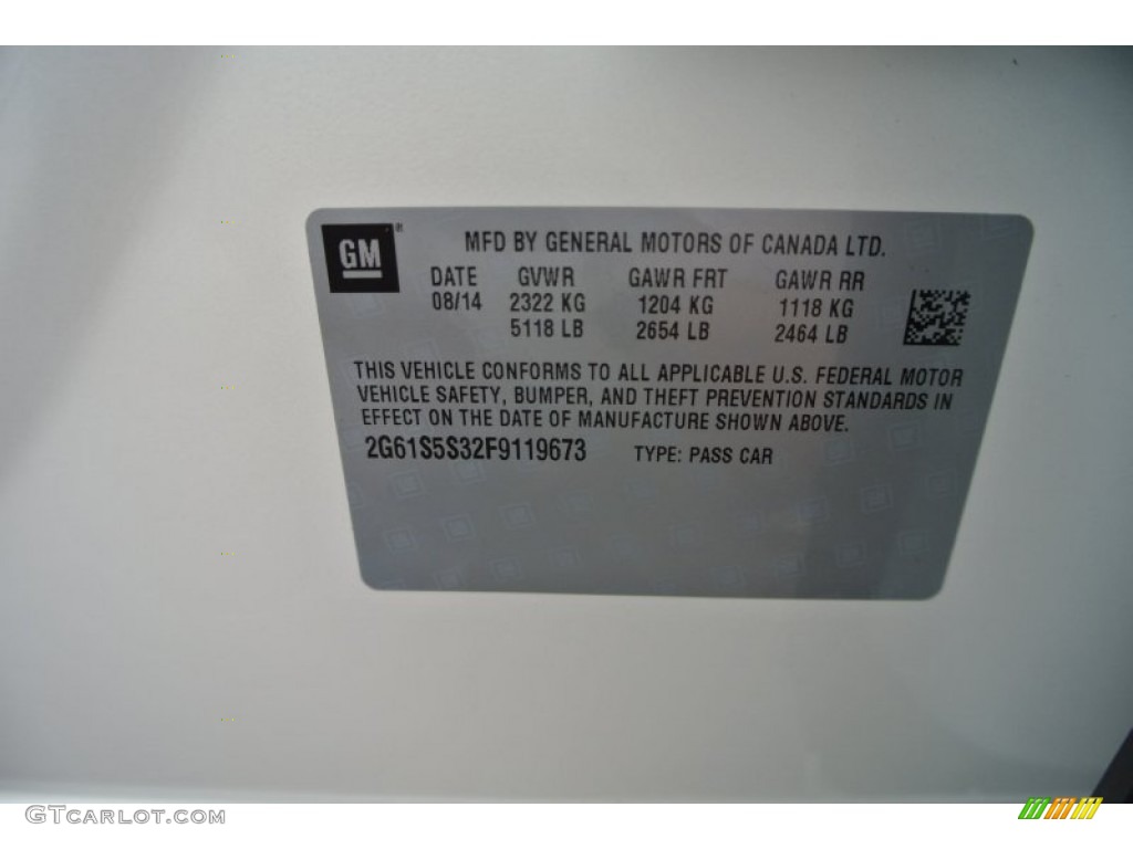 2015 Cadillac XTS Platinum Sedan Info Tag Photo #97979839