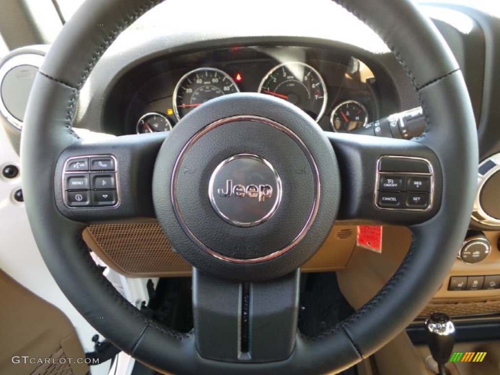 2015 Jeep Wrangler Unlimited Sahara 4x4 Black/Dark Saddle Steering Wheel Photo #97979932