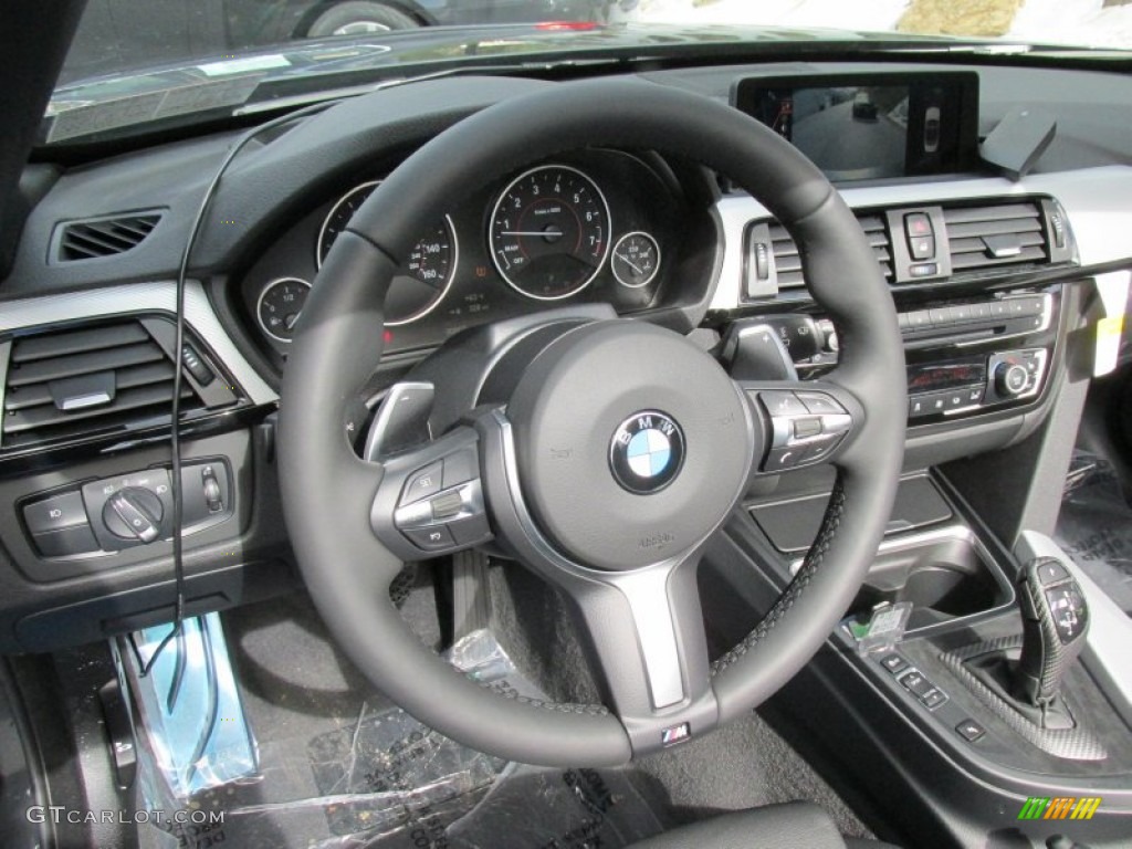 2015 BMW 4 Series 435i xDrive Convertible Black Steering Wheel Photo #97980349