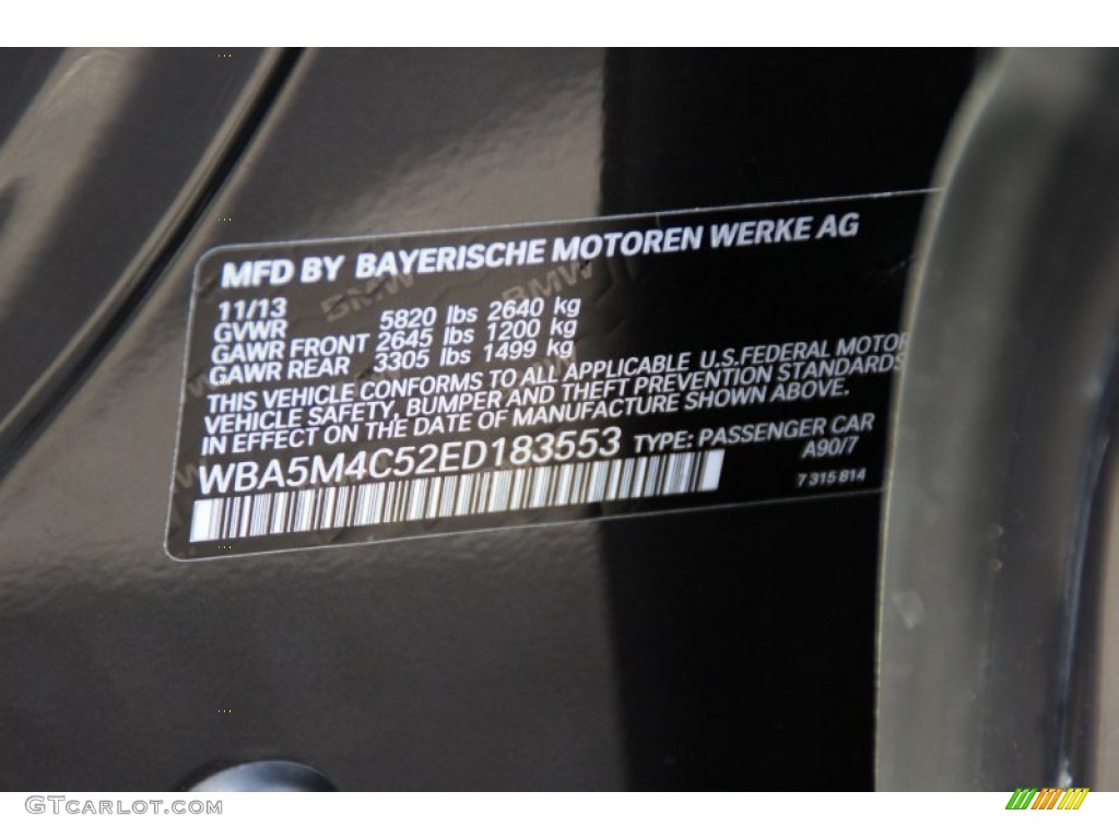 2014 BMW 5 Series 535i xDrive Gran Turismo Color Code Photos