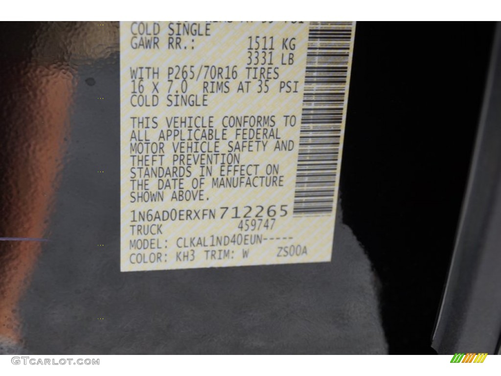 2015 Frontier Color Code KH3 for Super Black Photo #97998067