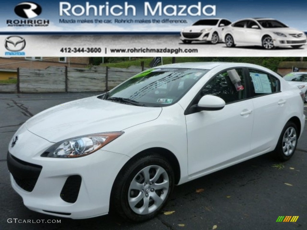 2013 MAZDA3 i Sport 4 Door - Crystal White Pearl Mica / Black photo #1