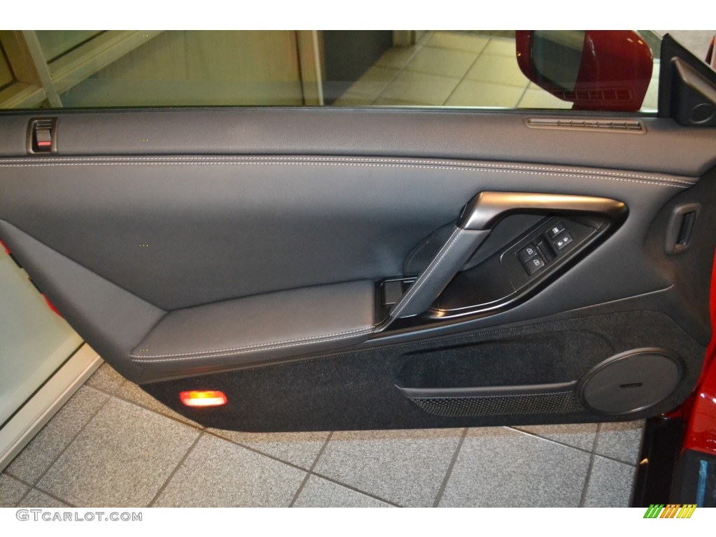 2014 Nissan GT-R Premium Black Leather/Synthetic Suede Door Panel Photo #98005702