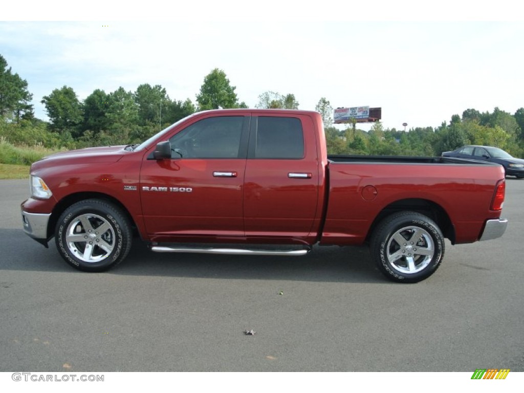 2011 Ram 1500 SLT Quad Cab - Flame Red / Light Pebble Beige/Bark Brown photo #3