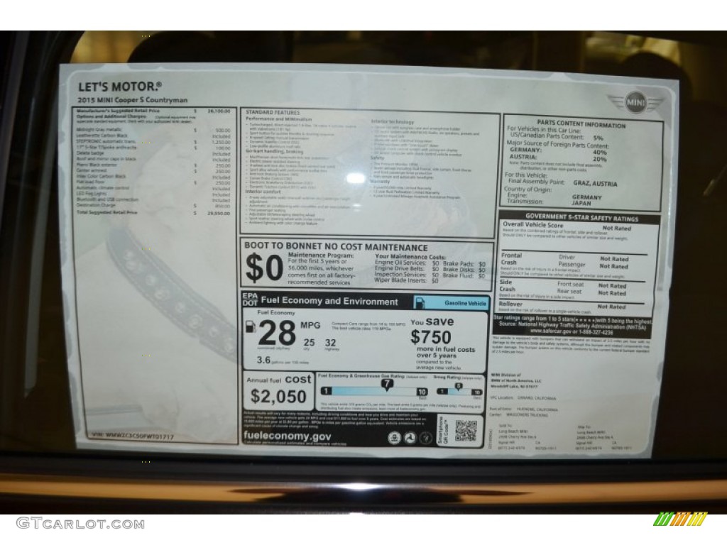 2015 Mini Countryman Cooper S Window Sticker Photo #98016175