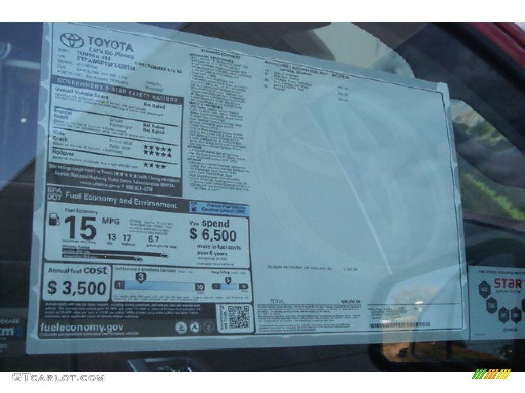 2015 Toyota Tundra 1794 Edition CrewMax 4x4 Window Sticker Photo #98023100
