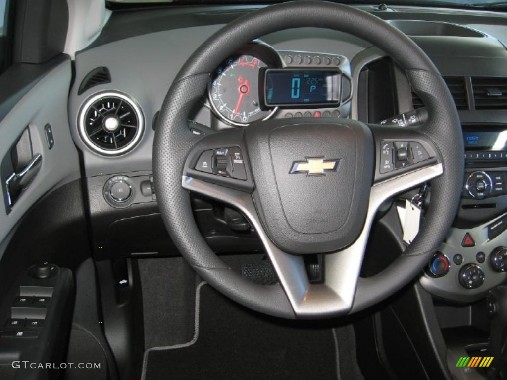 2015 Chevrolet Sonic LT Sedan Jet Black/Dark Titanium Steering Wheel Photo #98023891