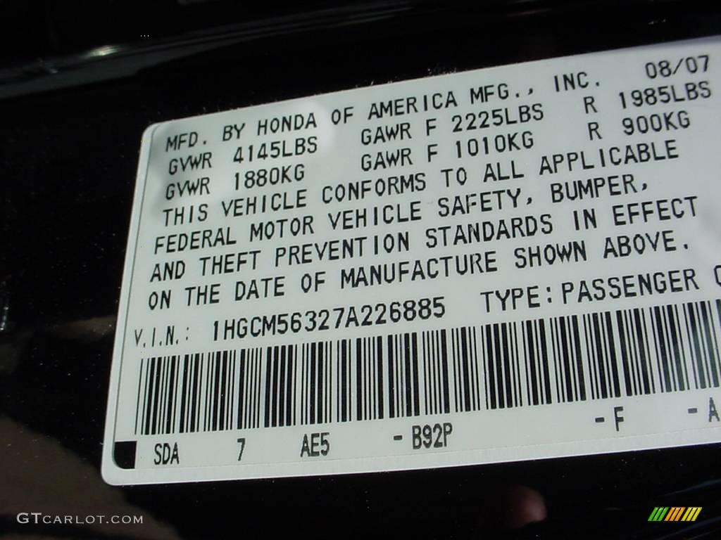 2007 Accord SE Sedan - Nighthawk Black Pearl / Ivory photo #17