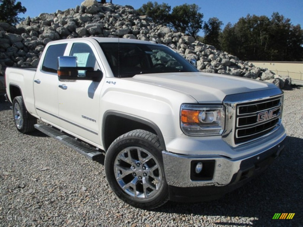 2015 Sierra 1500 SLT Crew Cab 4x4 - White Diamond Tricoat / Cocoa/Dune photo #1