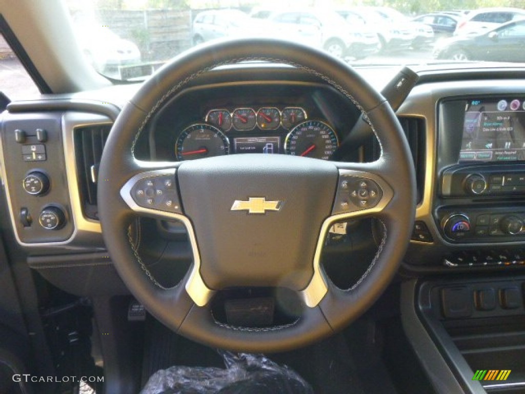 2015 Chevrolet Silverado 1500 LTZ Double Cab 4x4 Jet Black Steering Wheel Photo #98031883