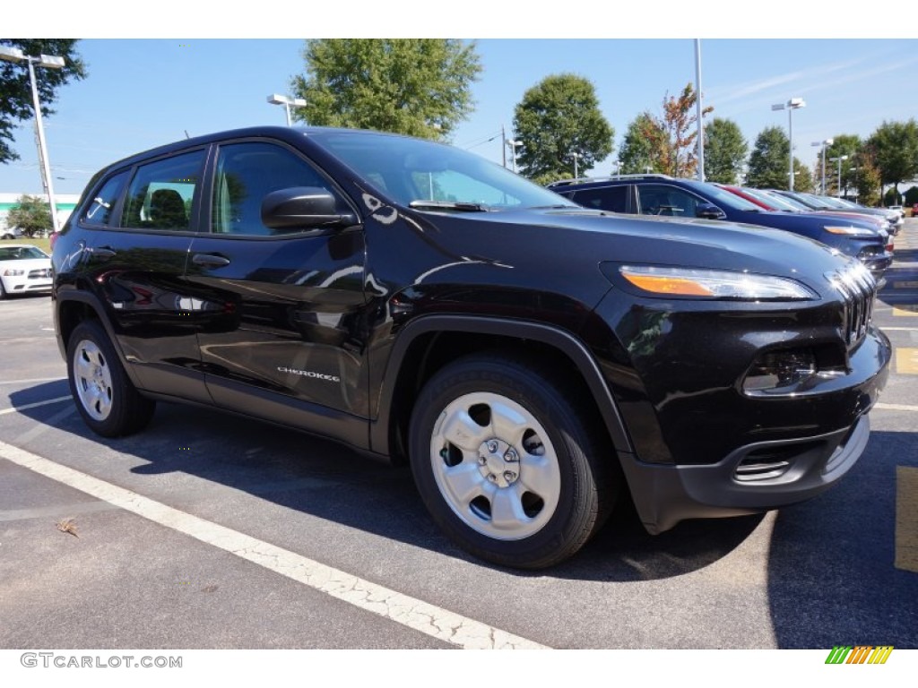 Brilliant Black Crystal Pearl 2015 Jeep Cherokee Sport Exterior Photo #98034394